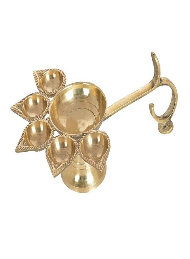 MAYAPURI Brass Panch Aarti Lamp/Pancharti Diya Oil Lamp/Panch Aarti Jyoti Puja Diya for Diwali - Image 1